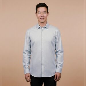 $85 Calvin Klein Mens STEEL Regular-Fit Non-Iron Stretch Shirt